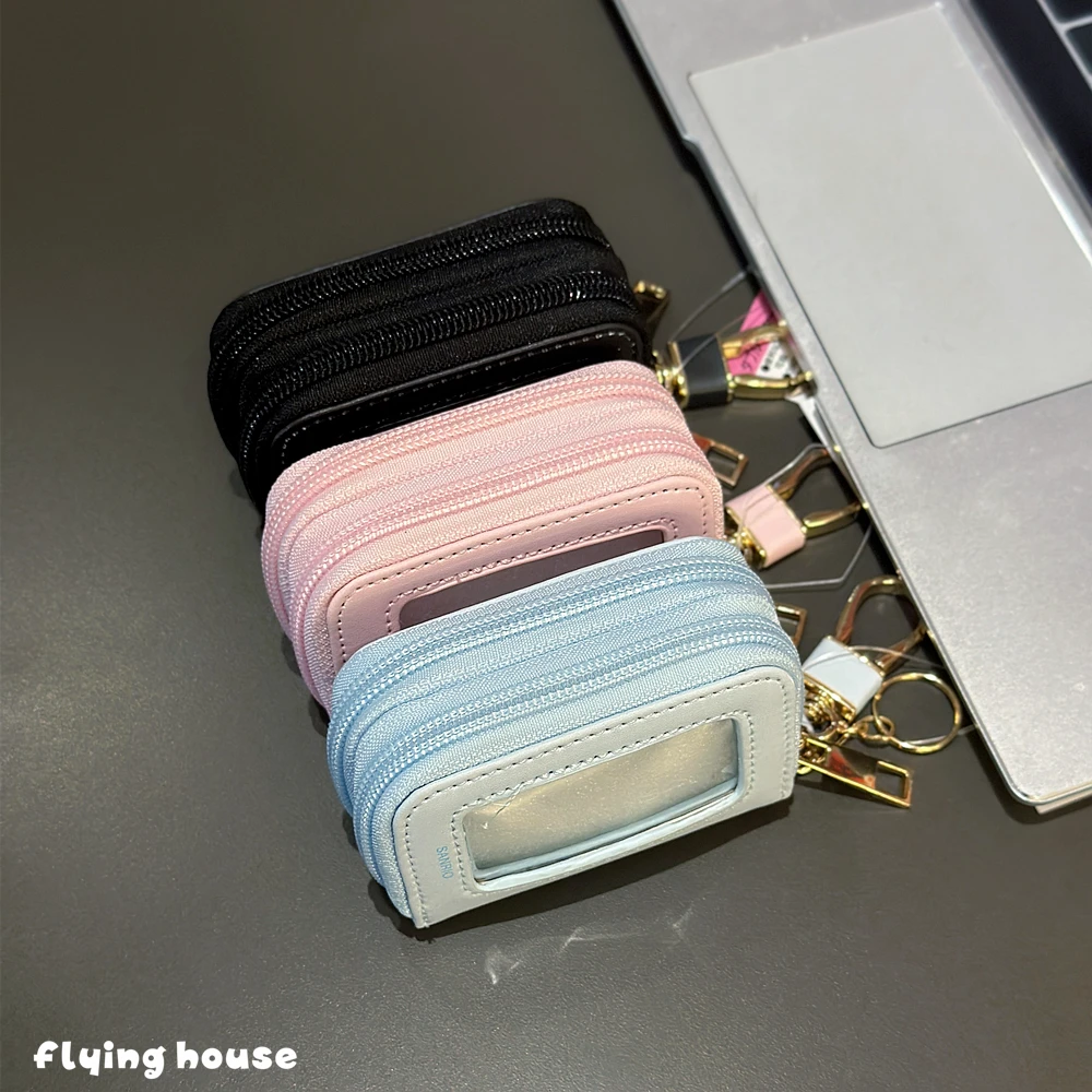 Bolsa para llaves de coche de dibujos animados de cuero Pu Kuromi My Melody Cinnamoroll, funda para llaves, Mini bolsa, bolsa de almacenamiento multifuncional portátil, regalo con cremallera