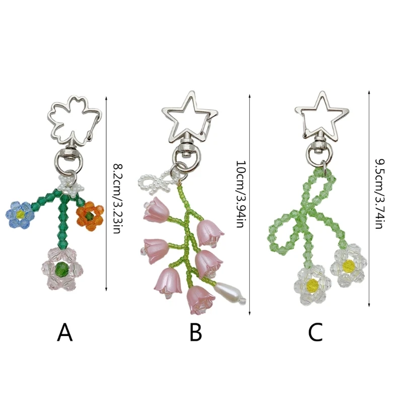 Flower Keychain Elegant Beads Holder Portable Keyrings Bag Pendant Suitable for Various Occasions