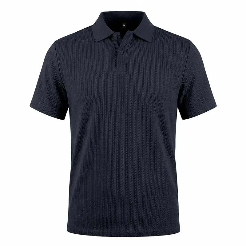 Europäisches und amerikanisches Sommer-Herren-Polohemd mit lockerem Jacquard-Strickmuster, geknöpft, kurzärmelig, auf Lager – Detail 19