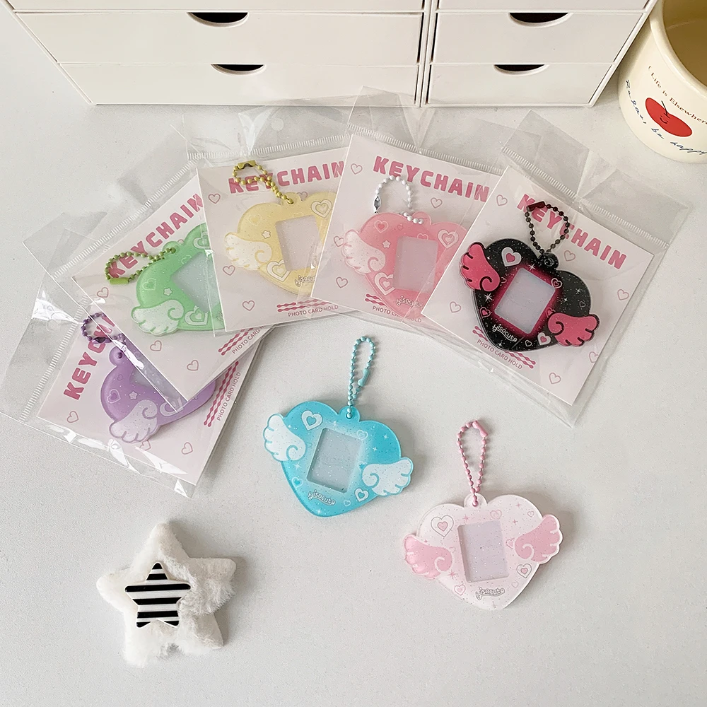 Photo Keychain Holder Y2K Key Chain Charm Accessories DIY Picture Photo Frame Key Rings Mini Photo Album Keychain Kpop Things
