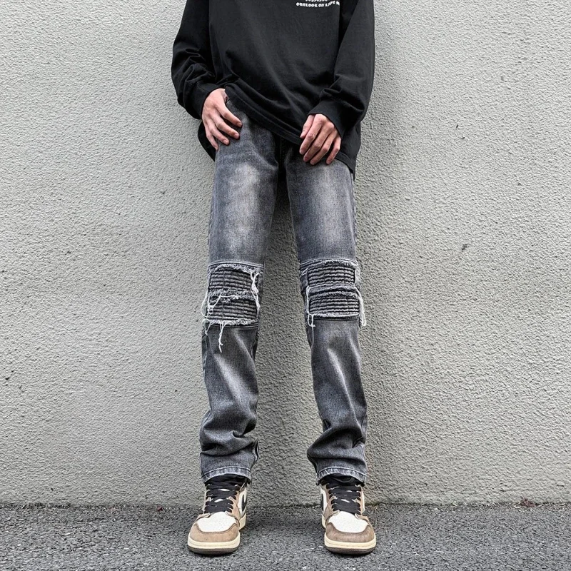 

Slim Fit Men's Jeans Skinny Tight Pipe Y2k Trousers Streetwear Cheap Designer Wide Leg Grunge Cotton Harajuku Male Cowboy Pants