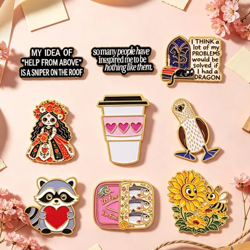 Unique Eye‑catching Art Pattern Enamel Lapel Pin Cute Metal Badge Ornament For Daily Clothing Backpack Handbag Aesthetic Gifts