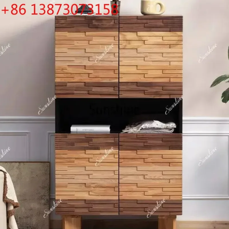 Nordic simple solid wood locker, living room against the wall, dining side storage
