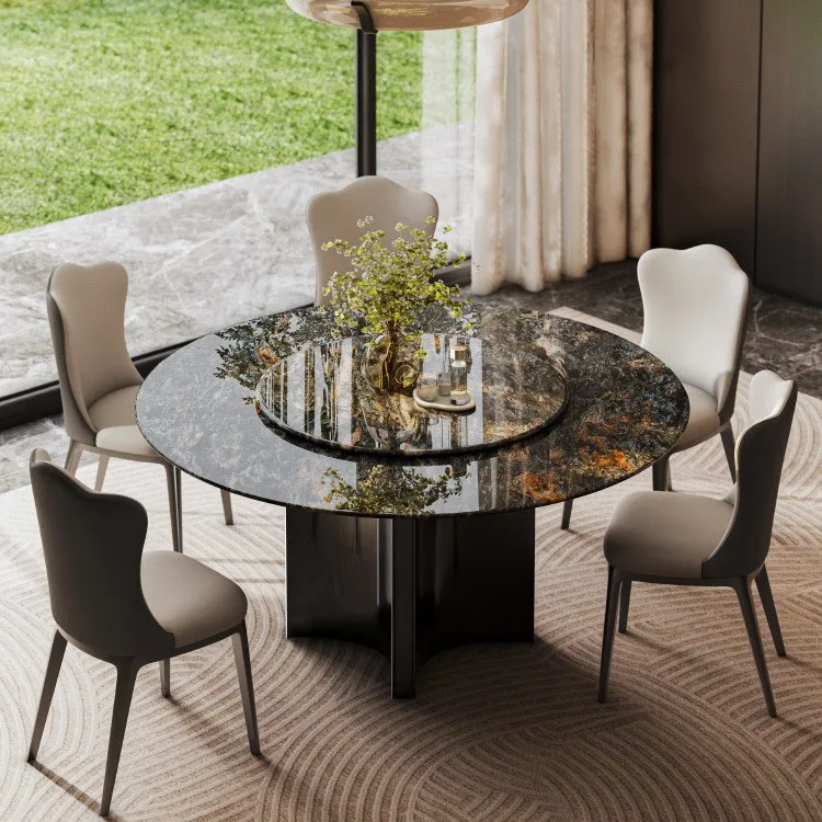 Table household high-end Guangdong Foshan platinum  luxury stone dining table light luxury high-end rectangle