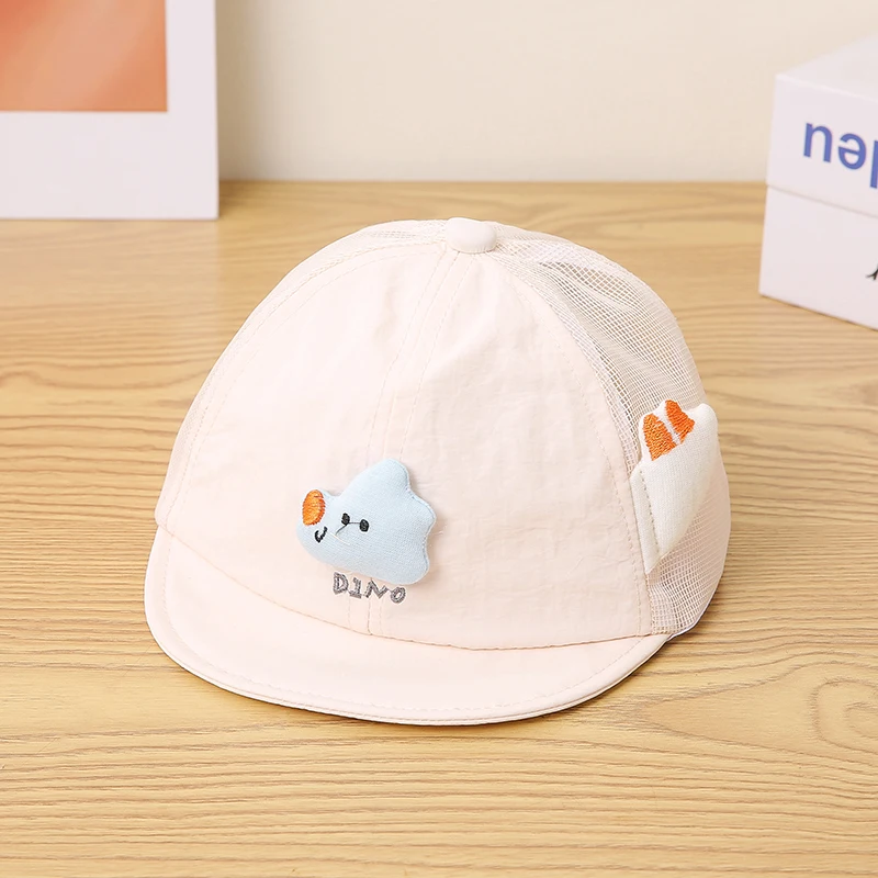 Children's fabric appliqued dinosaur tail-shaped quick-drying net fabric baseball cap - playful style, suitable for outdoor use