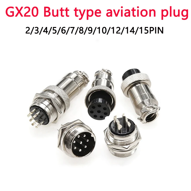 

5/20/100PCS 2/3/4/5/6/7/8/9/10/12/14/15 Pin GX20 Butting Aviation Socket Plug Male Female Wire Cable Circular Panel Connector