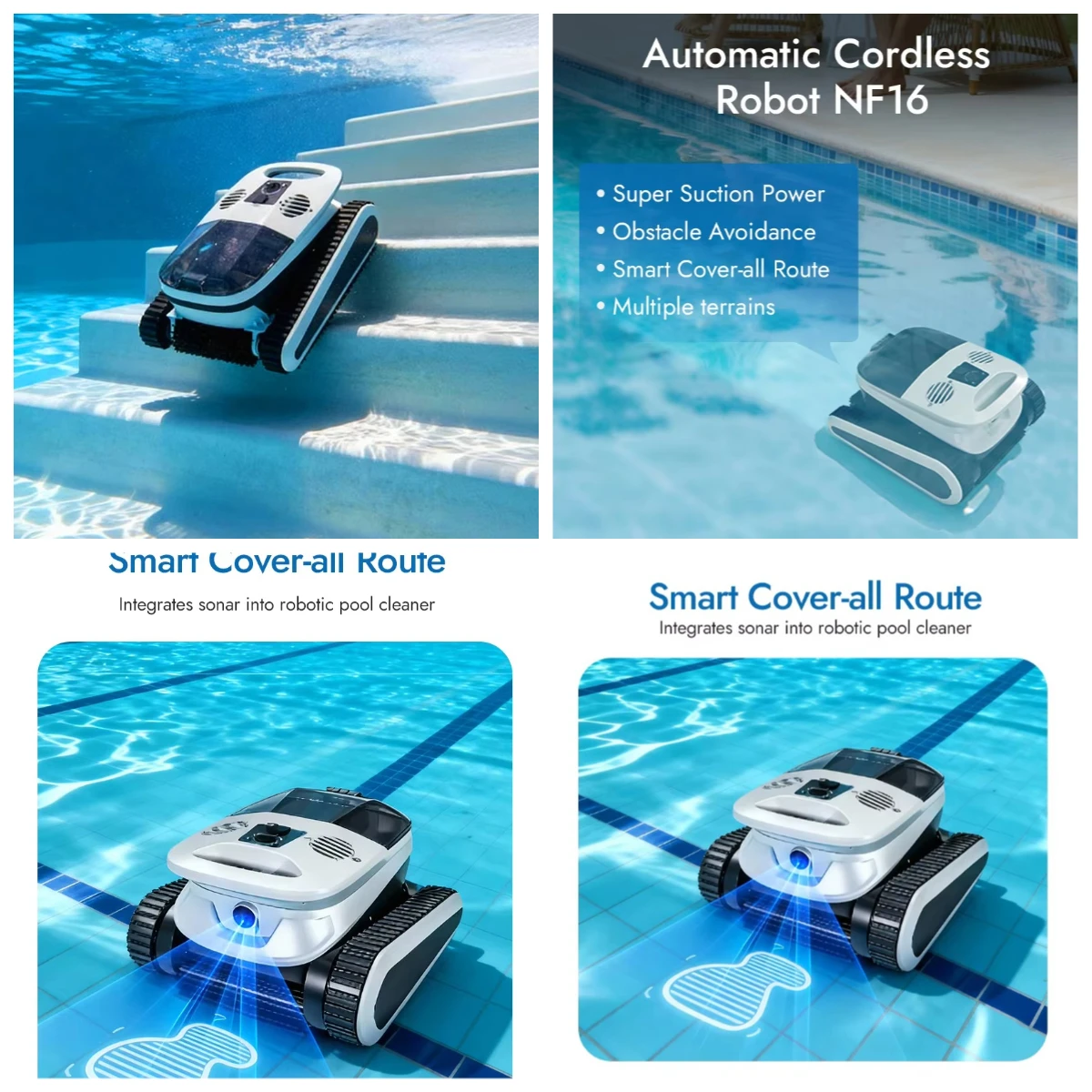 Cordless Automatic Robotic Pool Cleaner Vacuum & Pool Cleaning Robot Accessories