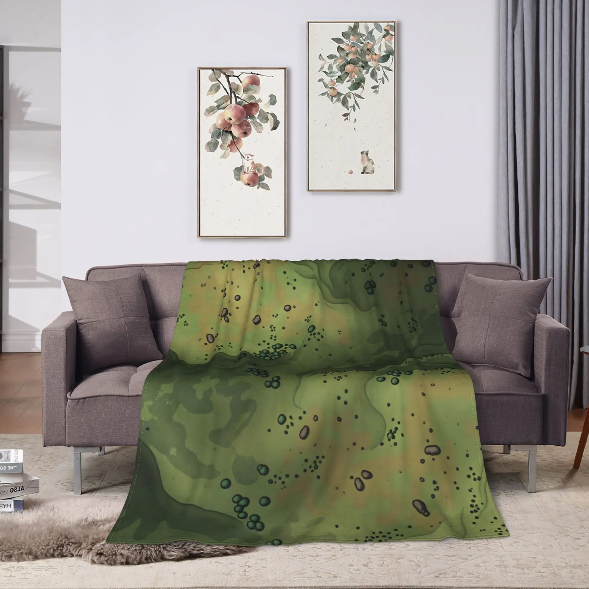 Super Warm Blanket Grass Battlemat Grassland Land Greenery Throw Blanket  Flannel Bedspread For Couch Chair Bed Sofa Bed Cover