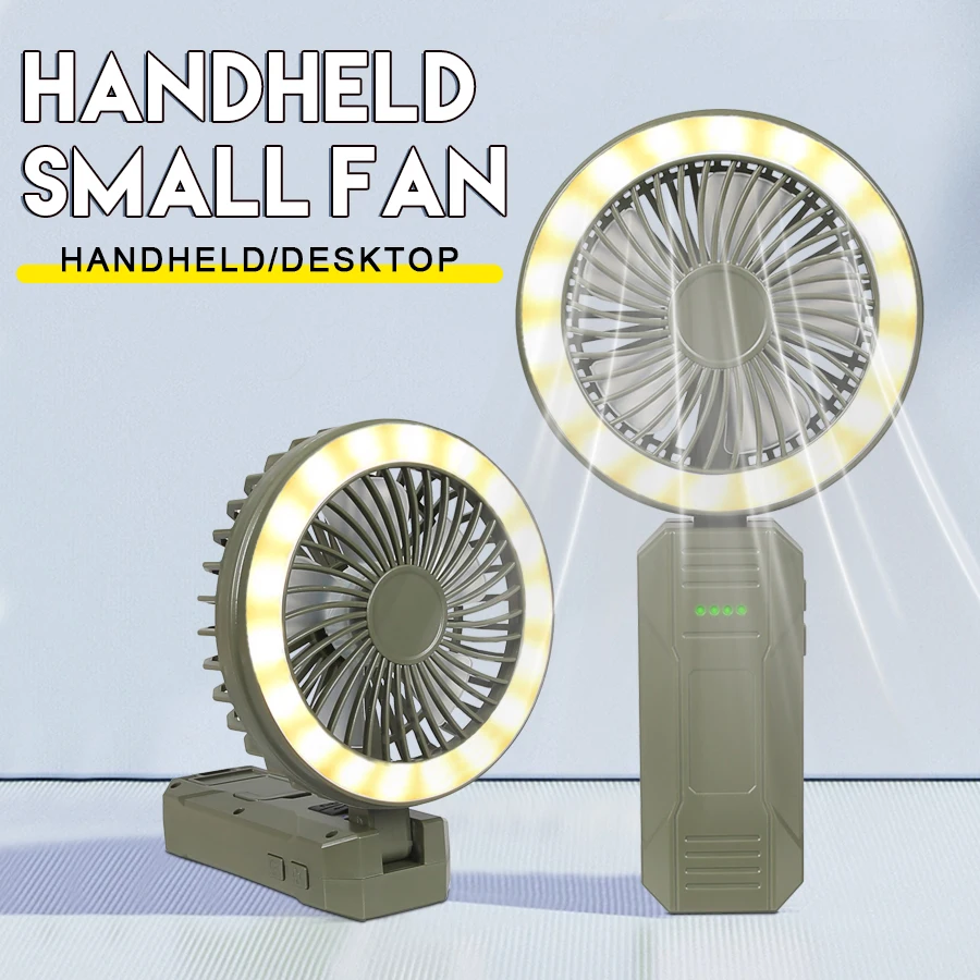 التخييم يده معلقة مروحة ضوء المحمولة مراوح التبريد مصباح قابلة للشحن 4 سرعات مروحة رياضية في الهواء الطلق الصيد لوازم التخييم #1