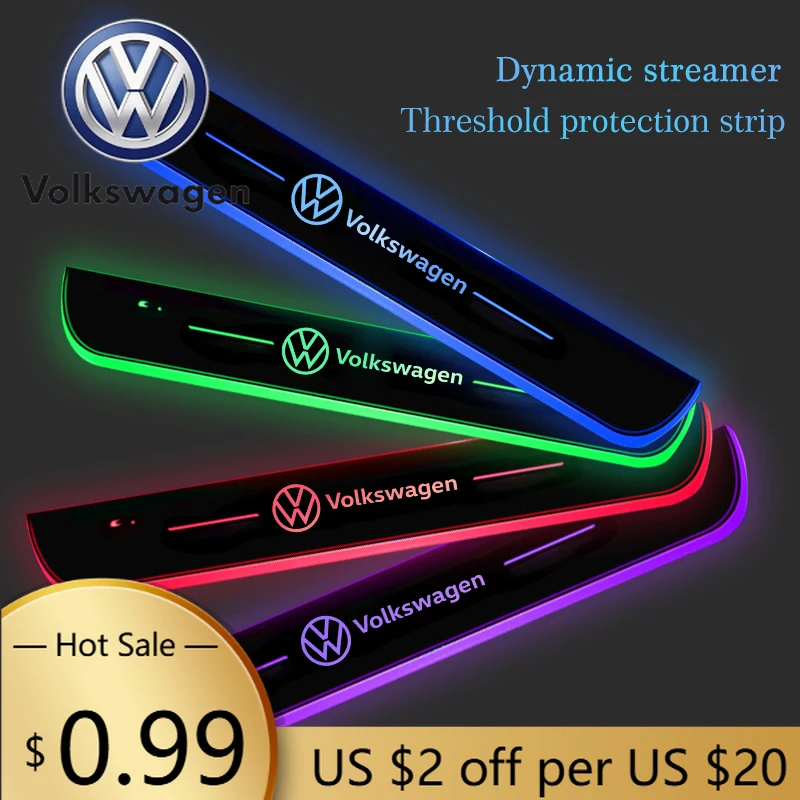 

Светодиодные накладки на пороги с подсветкой для VW Volkswagen Jetta MK5, Golf, Passat, Tiguan, Bora