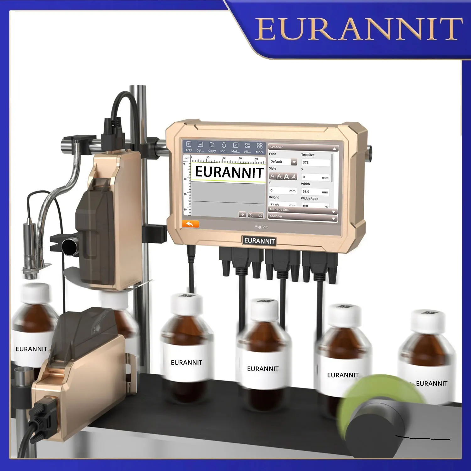 EURANNIT 25.4MM / 50.8MM  Online Inkjet Printer Thermal Inkjet Printer Data Matrix QR Code Batch Number Logo TIJ Printer