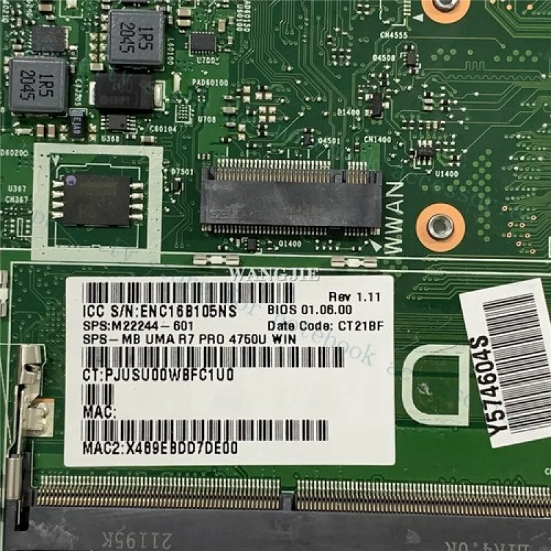 A++For HP EliteBook 835 G7 845 G7 Laptop Motherboard M22244-601 W/ R7 Pro 4750 CPU