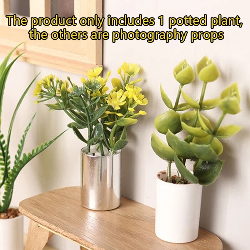 1:12 Puppenhaus-Miniatur, Topfpflanze, grüne Blätter, Topf, Bonsai, Garten, Hausmodell, Dekoration, Spielzeug, Puppenhaus-Zubehör, Puppenhäuser