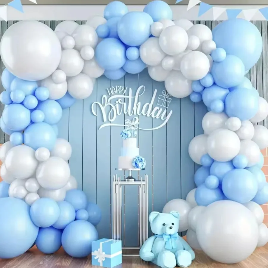 104pcs Blue and White Balloon Arch Kit, Used for Home Decoration in Wedding, Birthday, Party, Holiday, Anniversary, Holiday Room