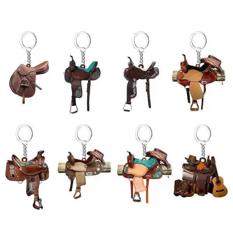 15g Horse Saddle Car Decor WesternCowboys Mirror Pendant AcrylicPersonalized Saddle Acrylic Keychain For Truck RV Mini Van