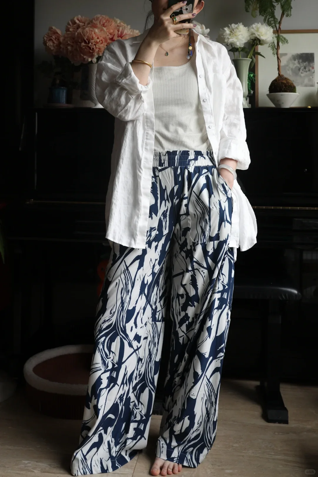 

wide-leg casual sports fitness pants, thin and light, printed, breathable, wide-fitting, slimming, floor-length pants