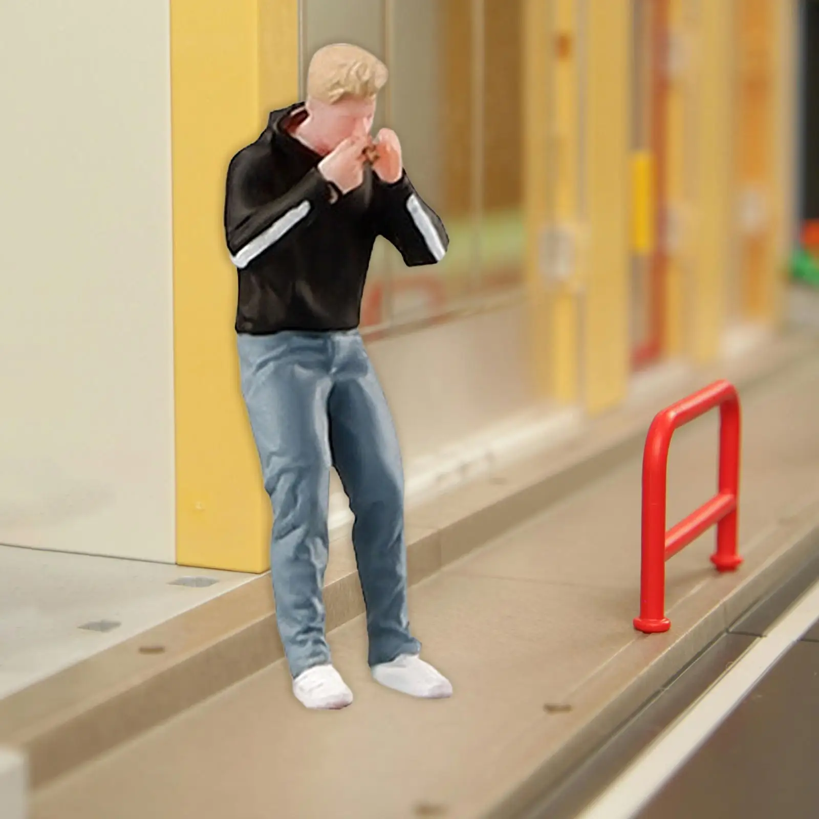 1:64 Diorama Fotografie Man Figuur Scène Layout Bureau Decor Collectible Mannelijke Miniatuur Beeldje voor Verjaardagscadeau Film Prop