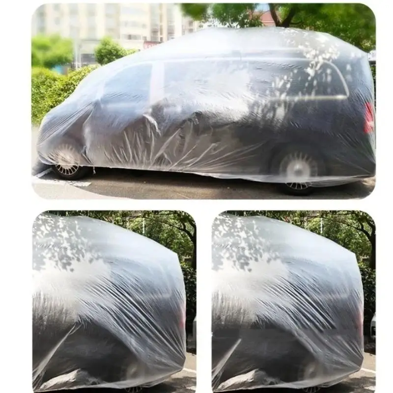 Disposable Clear Car Cover - Universal PE Waterproof Dust Protector Throw-Away Transparent Indoor Auto Body Dustproof Protection