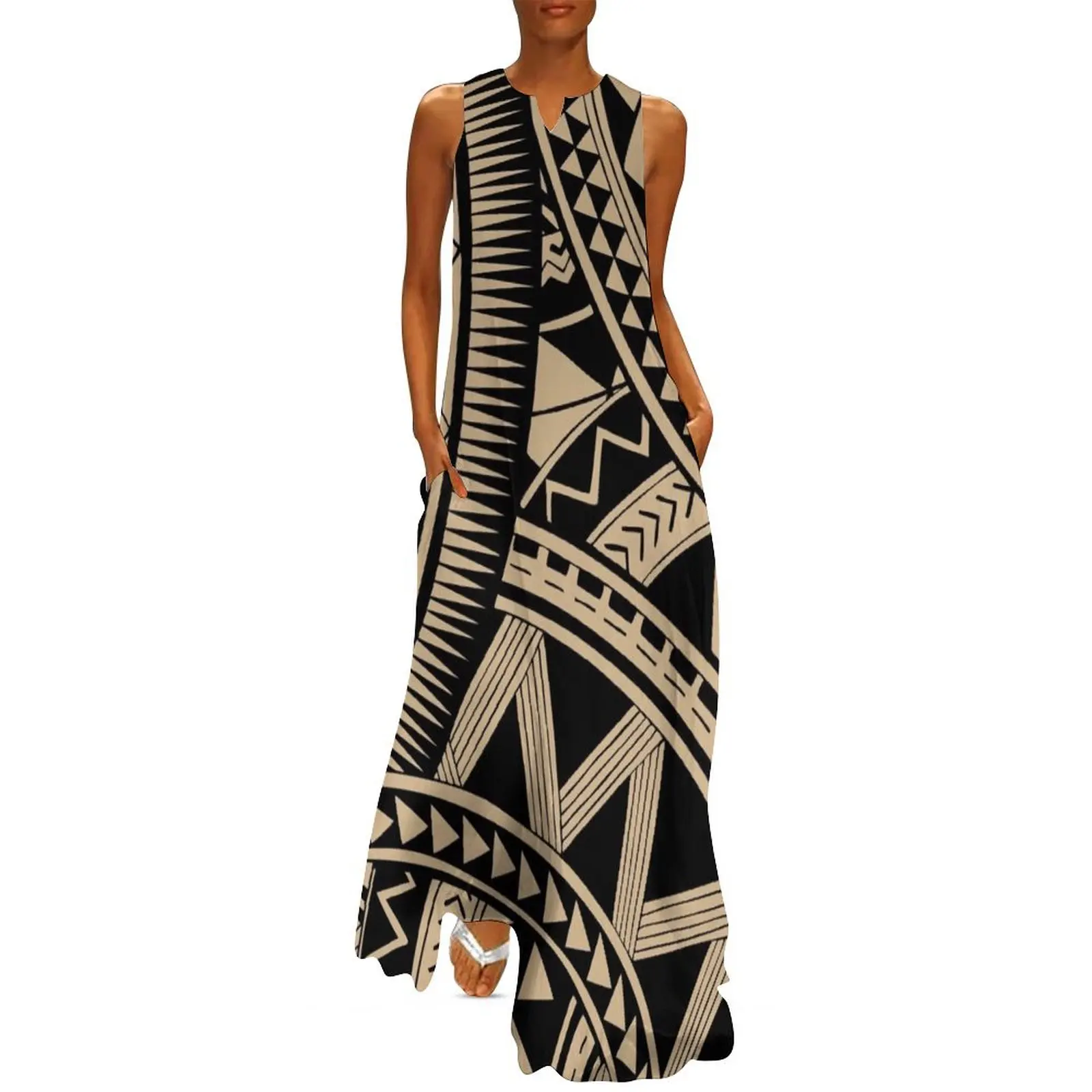 

Polynesian samoan tattoo black tan design Long Dress dress for women women dresses summer dress for women 2025