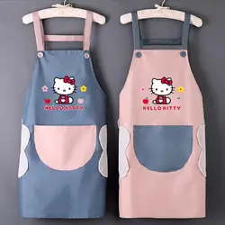 Sanrio Hello Kitty Apron Kawaii Household Cartoon Cute Waterproof Oil Proof Loose Comfortable Sleeveless Apron Kitchen Supplies