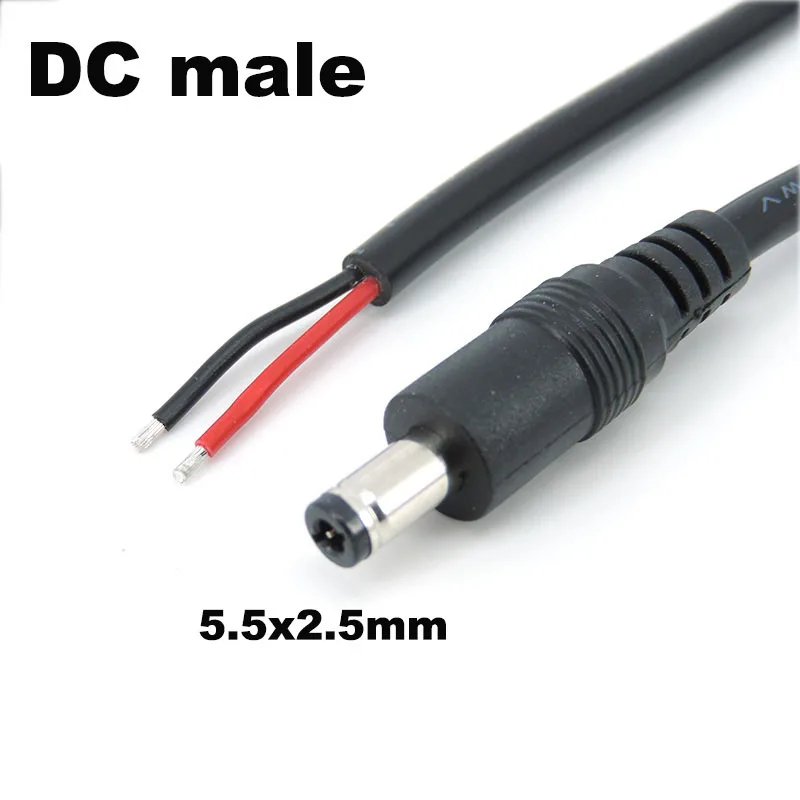 18 cm 18awg 7A DC Männlich Weiblich Netzteil Stecker Kabel 5,5x2,1mm 5,5x2,5mm Kupfer kabel Für LED Streifen licht Kamera 2,1mm 2,5mm – Detail 4