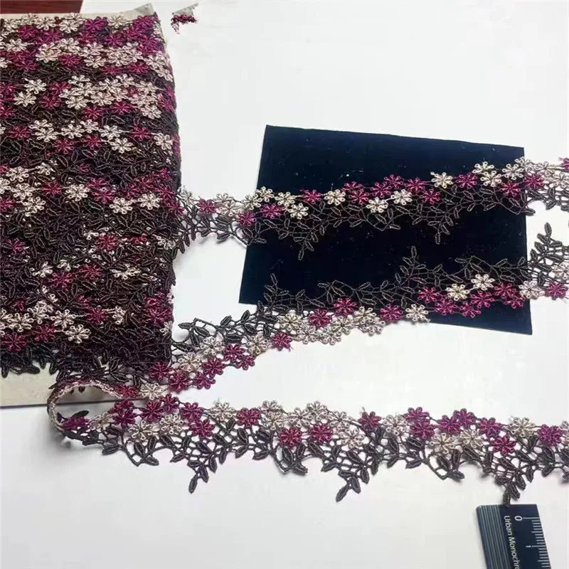 8Yards 4cm Width Shiny Pink Green Red Hollow Flower Venise Diy Venice Lace Clothing Accessories Of Various Garment,Bra.Skirt