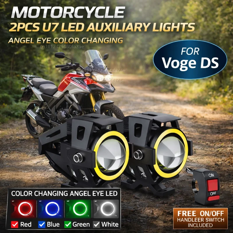 Waterproof Motorcycle LED Headlight 3000LMW U7 Motorbike LED Driving Fog Spot Light with Switch For Voge DSX DS800X DSX900