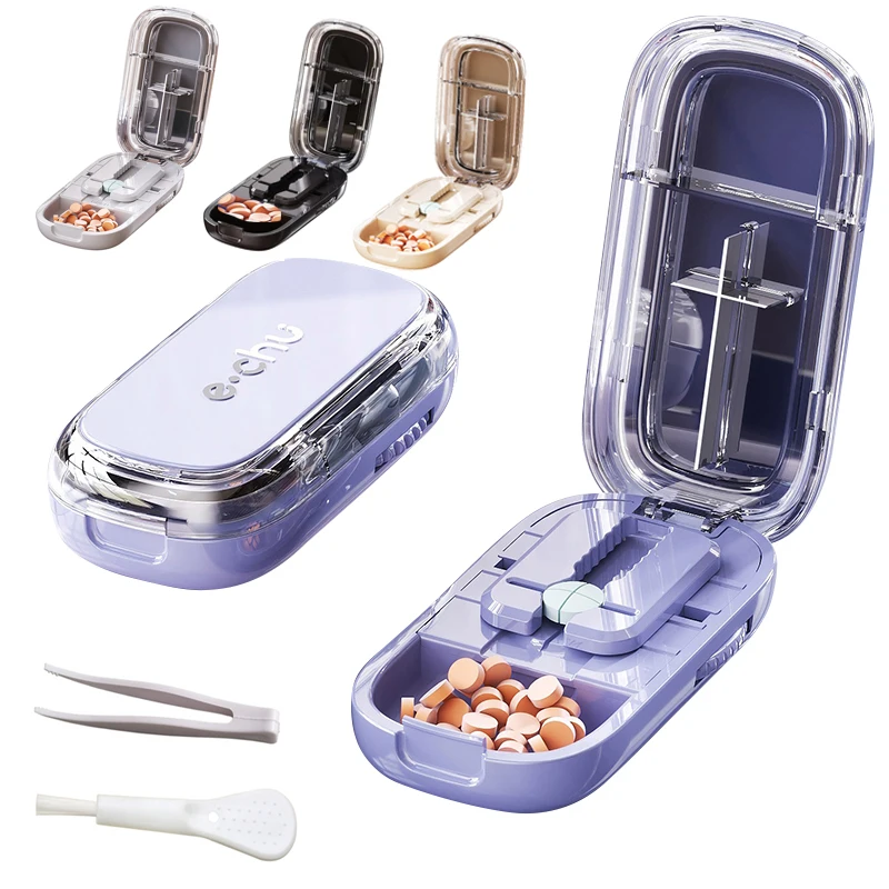 

Новейший четверобойный резак для таблеток, портативный точный разделитель таблеток для лекарств, ящик для хранения, органайзер для путешествий, дома, разделитель лекарств