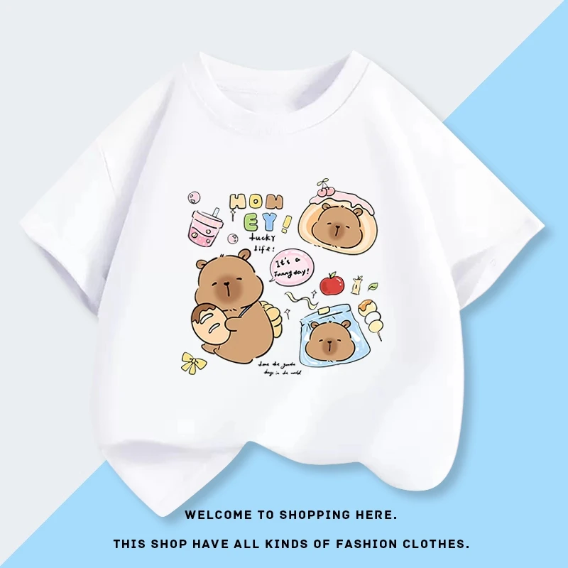 

Детская футболка Capibala с коротким рукавом и мультяшным дельфином для девочек, летняя, в западном стиле, для семейного образа (родитель-ребенок)