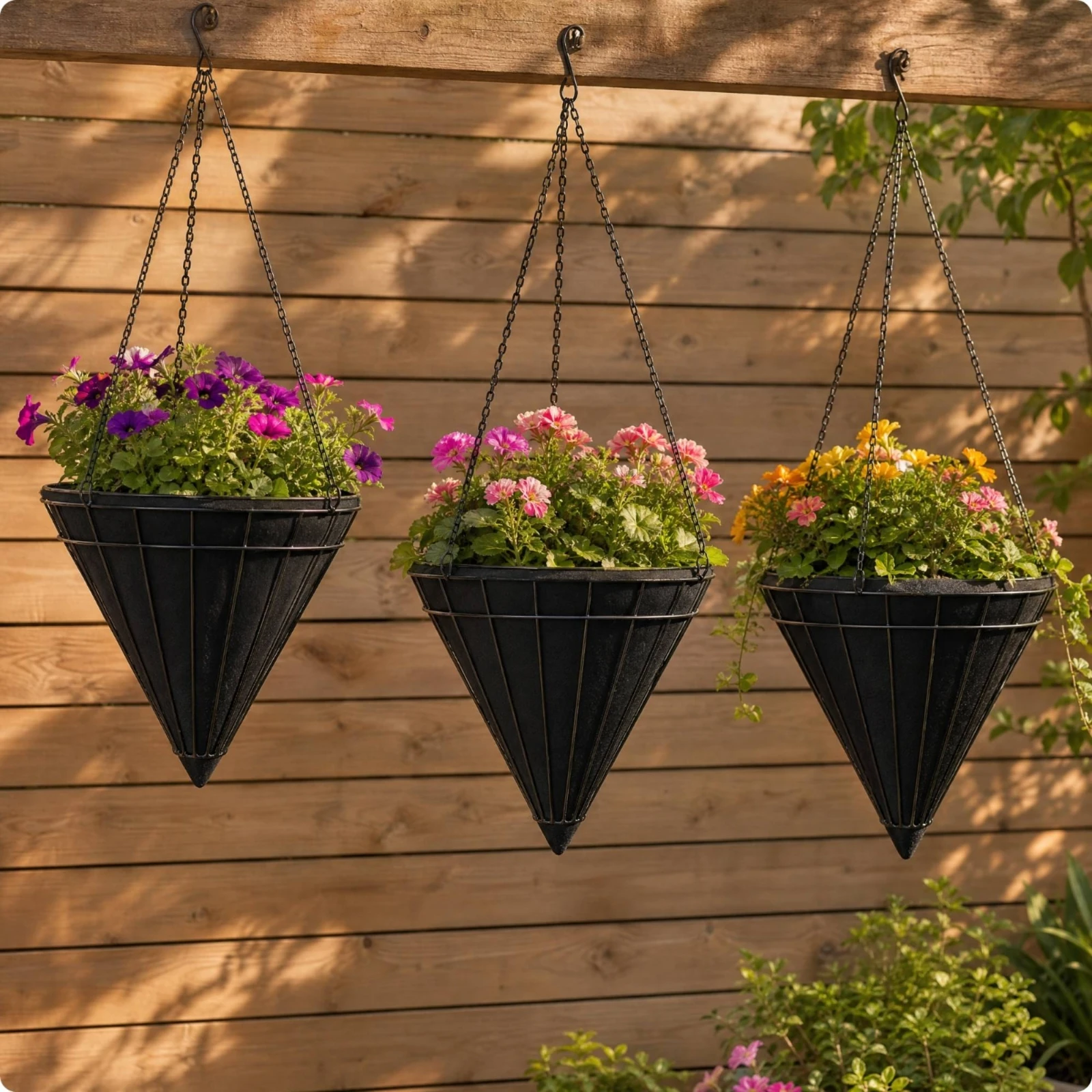 3 Pieces Felt Hanging Planter Liner Flexible Nonwoven Felt Planter Liner Replacement Basket Liners Moisture-Retaining Black