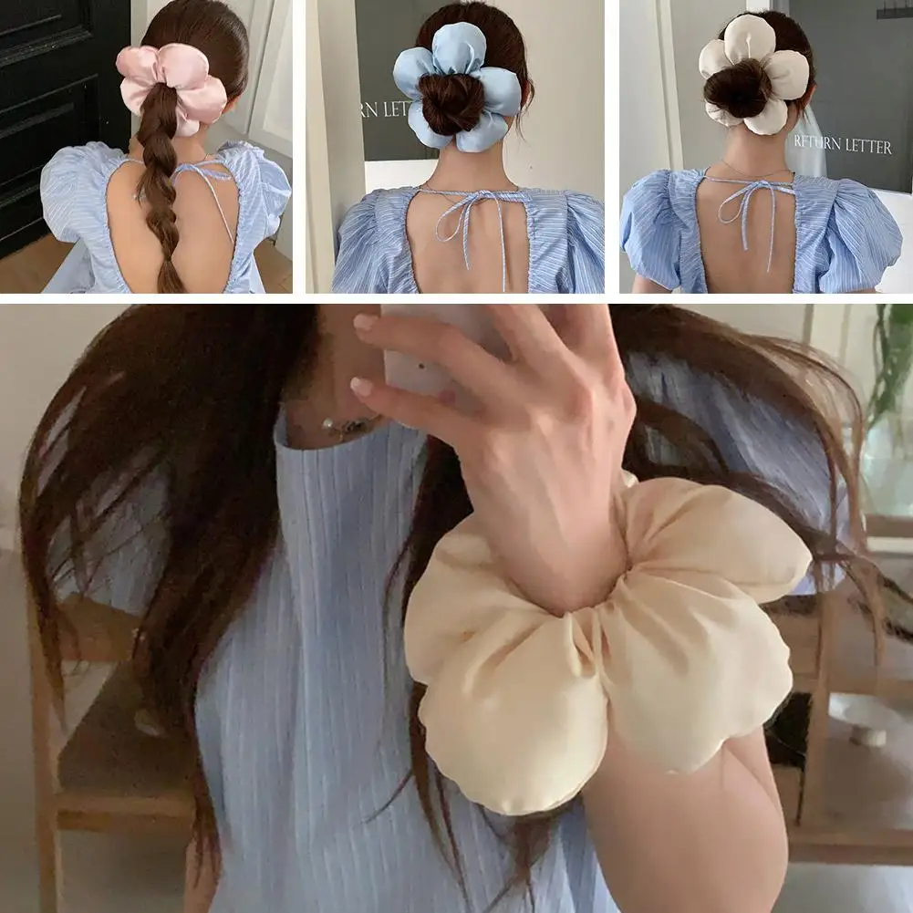 2024 coreano criativo exagerado flor scrunchie cocar feminino menina design na moda elástico faixa de cabelo férias acessórios para o cabelo