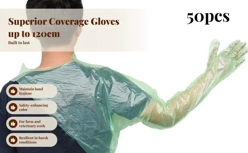 

Disposable Long Arm Gloves Long Sleeve Gloves PE Material Veterinary Shoulder Protect Gloves for Husbandry Restaurants