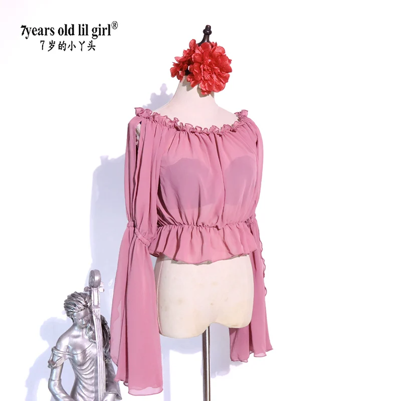 7세 어린 소녀 2025 쉬폰 트라이벌 벨리 댄스 의상 상의 보헤미안 집시 모던 ECA19