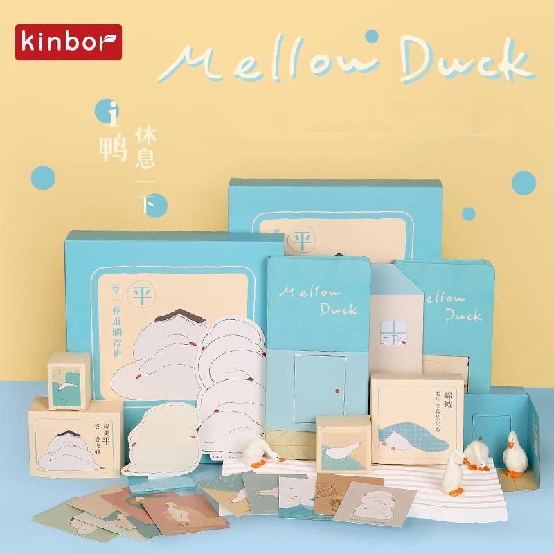 Kinbor kawaii Notebooks Diary Planner Stationery Set Checklist Internal Page Custom Weekly Plan Notes with Cute Duck Ornament