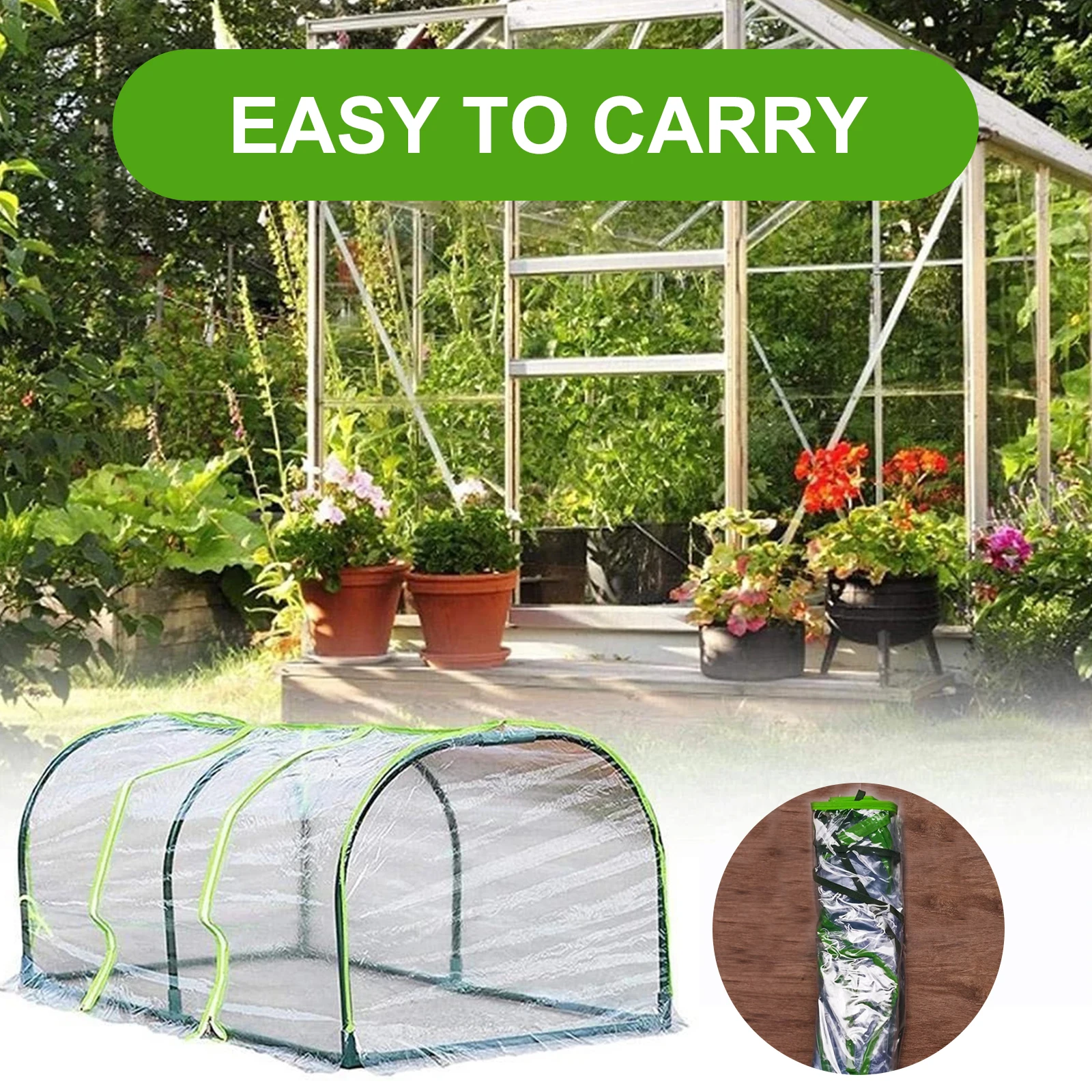 Portable Home Tunnel Greenhouse Mobile Mini Greenhouse Ventilated Without Frame Cold Greenhouse Insulation Cover Plant