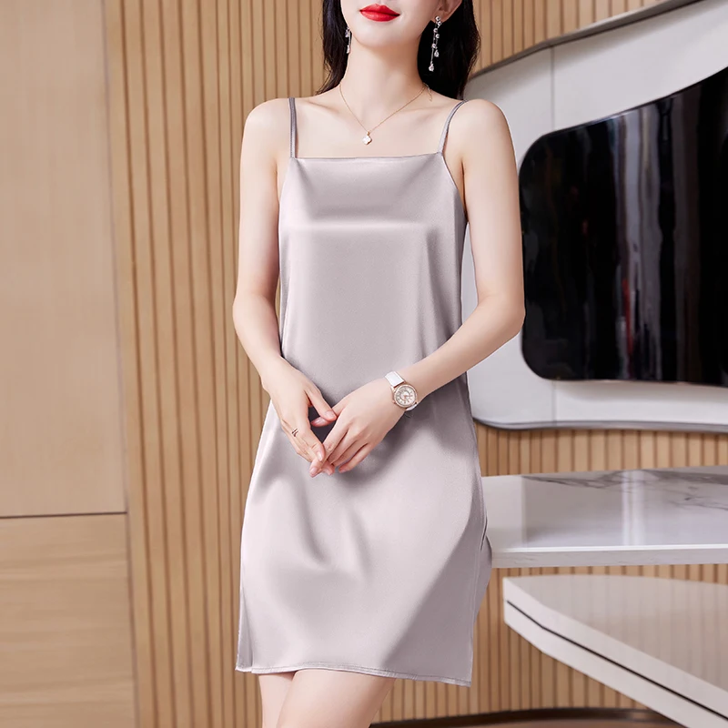 مزيج الحرير خلات الساتان ميدي الدكتور سترة Svel النسائية الدكتور مع تنورة المشي الداخلية المضادة للضوء العلامة التجارية الصينية