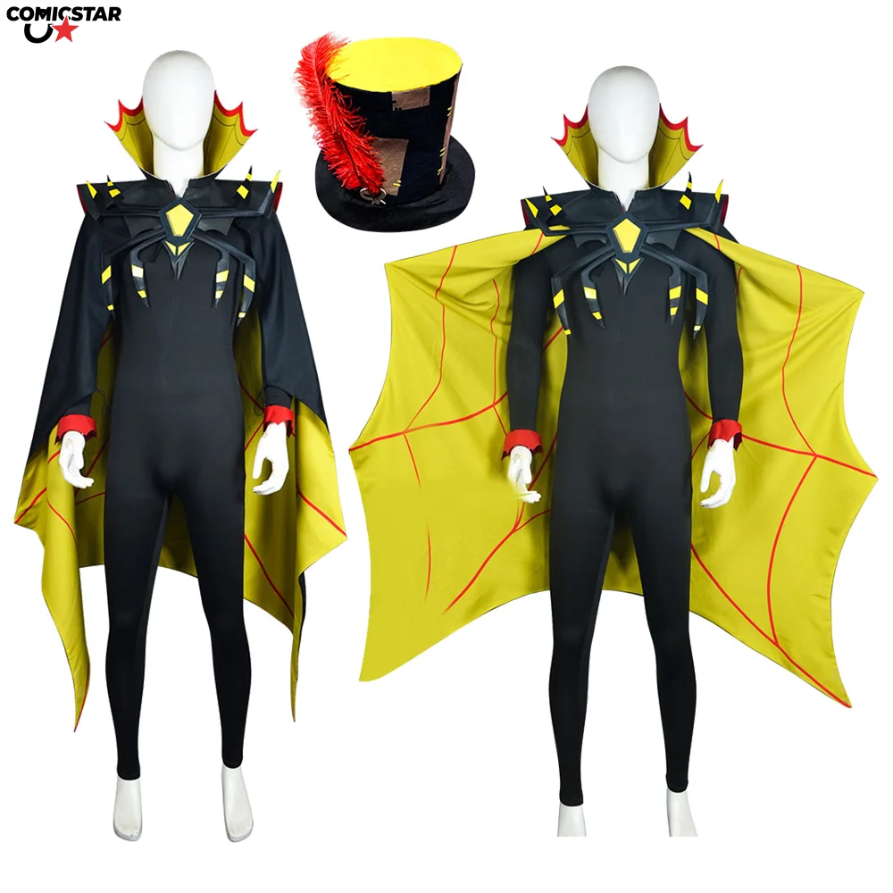 

Zestial Косплей Мультфильм Отель Костюм Плащ Шляпа Overlords of Hell Ролевая Униформа Мужчины Демон Хэллоуин Вечеринка Наряд Маскировка