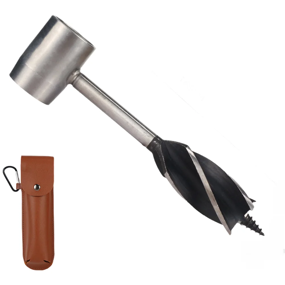 Wood Boring Hand Drill Self Tapping Four-Flute For Camping DIY Fire Making Woodworking Stainless Steel Portable Hand Drill Tools