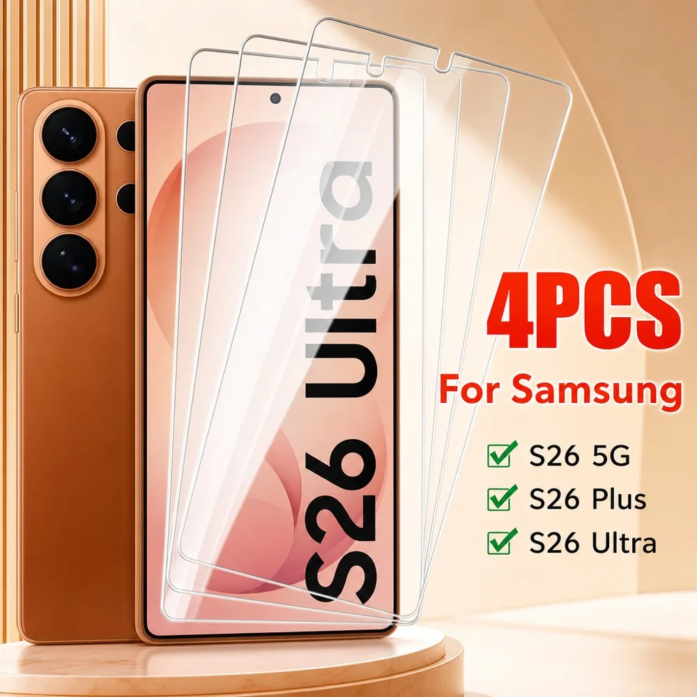 4PCS Tempered Glass For Samsung Galaxy S26 Ultra S26+ S26 S26 FE Screen Protector For Samsung Galaxy S25 Ultra S25+ S25 S25 Edge