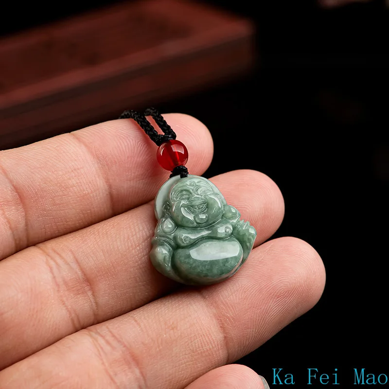 Natural A-grade Jadeite Beans Buddha\'s God Jade Pendant Men\'s Gifts Necklace Women\'s Charms Jewelry Drop Shipping