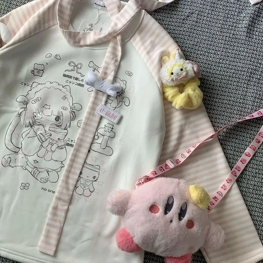 Sweet Kitten Print Graphic Tshirts O-neck Pink Striped Long Sleeve Sweatershirt Female Cute Japanese Y2k Top Aesthetic Ropa 4 Sweet Kitten Print Graphic Tshirts O-neck Pink Striped Long Sleeve Sweatershirt Female Cute Japanese Y2k Top Aesthetic Ropa 4