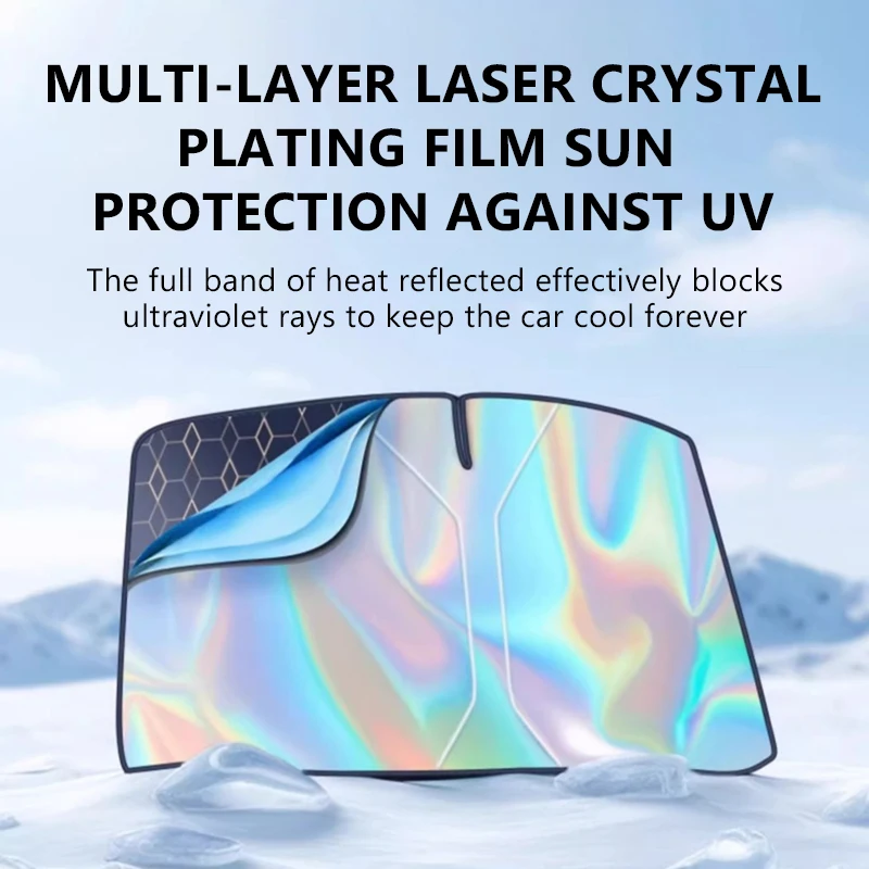 SEAMETAL Car Sun Shade Windscreen Laser Sunshade Cover Foldable Car Front Window Sun Protection Heat Insulation Windshield Cover