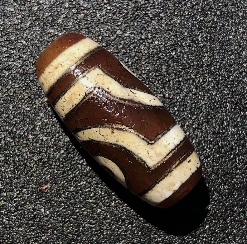 Magic Tibetan Old Agate silver Inlaid 2Eye totem dZi Bead13*29mmN007