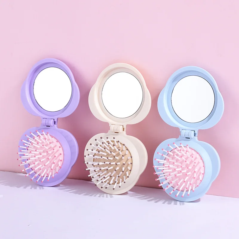 

1pc Mini Folding Airbag Comb Portable Pocket with Mirrors Scalp Massage Combs Travel Hair Brush Round Hairdressing Styling Tools