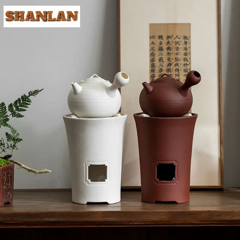Handmade White Peat Tea Warmer Holder Alcohol Burner Stove Kettle Stand Boiling Water Carbon Furnace Cha Accessories Ornaments