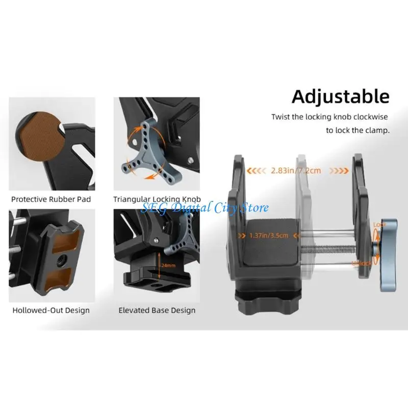 U75B سبائك الألومنيوم لقط ترايبود جبل محول تصميم خفيف الوزن توافق متعدد الأجهزة قفل آمن قابل للتعديل للفيديو #4