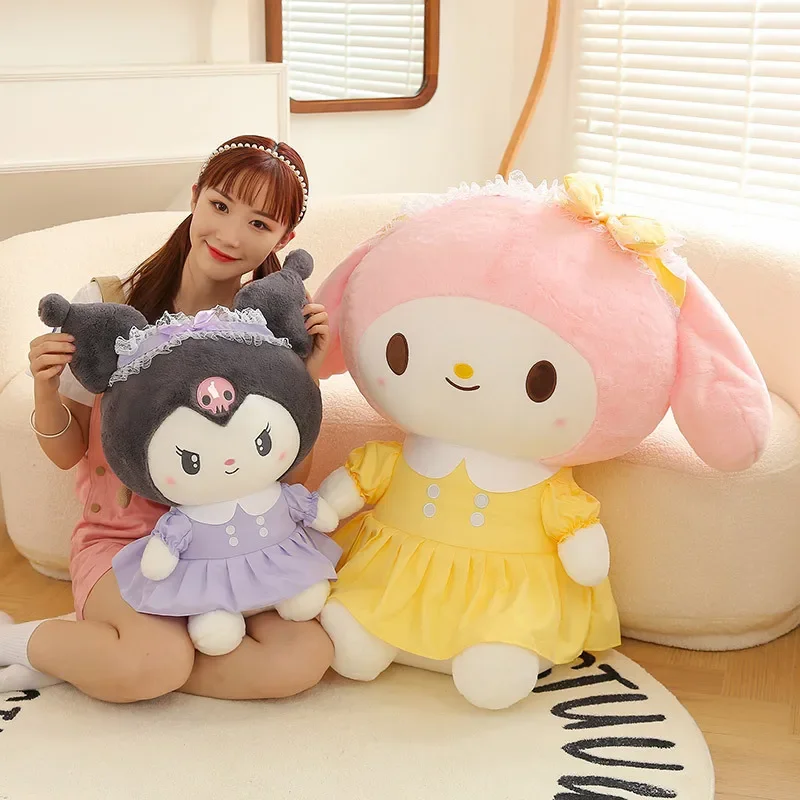 Jouets en peluche Sanurgente Princess Skirt Kuromi pour enfants, dessin animé Kawaii, oreiller en peluche, cadeaux d'anniversaire, 35-60cm