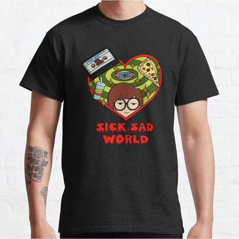 

Retro Sick sad world tv shows Gift t shirt 90s Nostalgia cartoon Graphic Clothes 1201 Large size Tops 100% cotton printed tee