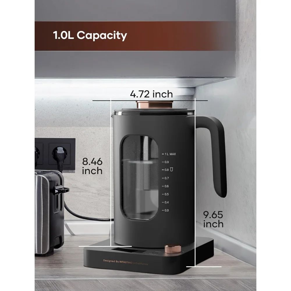 Electric Kettle, Tea Infuser and Precise Knob Temperature Control, 1200W Fast Heating & BPA-Free, Easy To Clean, Kettle