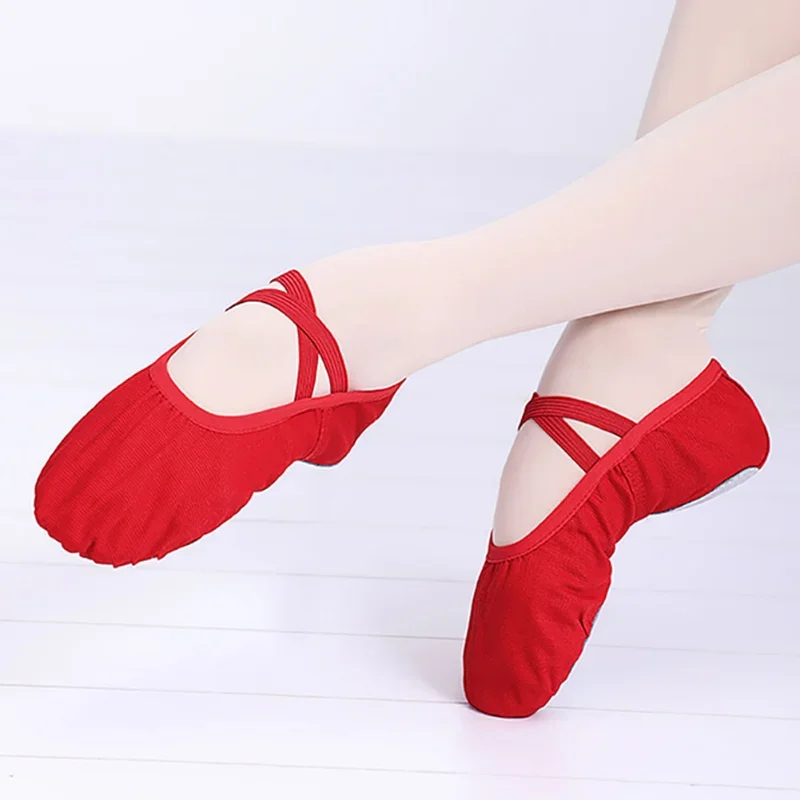 Chaussures de ballet en toile à semelle souple pour filles, pantoufles de danse pour enfants, chaussures de pratique pour femmes